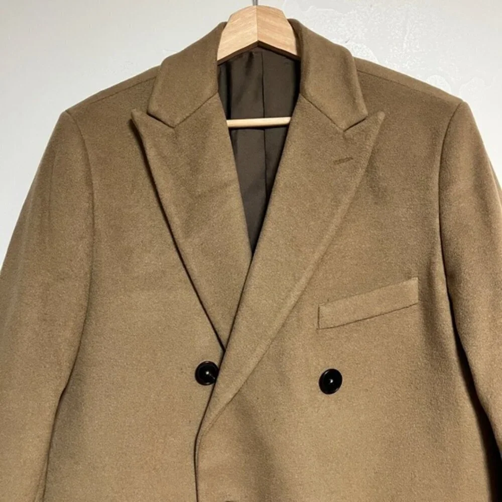 Altea Italian Double-Breasted Cashmere Coat - Camel Brown - Made in Italy